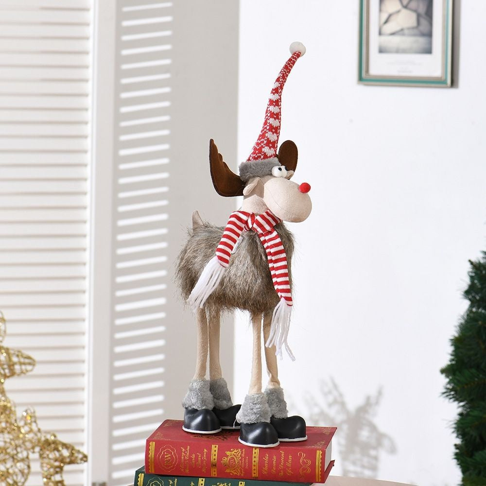 Figurina de Craciun, Klevo, Ren 3D, din Panza si Polistiren, 70 cm Inaltime, Multicolor