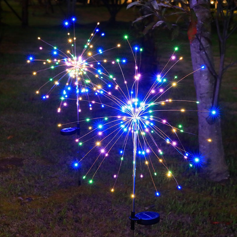 Lampa Solara, Klevo, Decor Gradina, Model Fireworks/Artificii, din Sarma de Cupru, 120 LED-uri, 55W, 90 cm, Multicolor