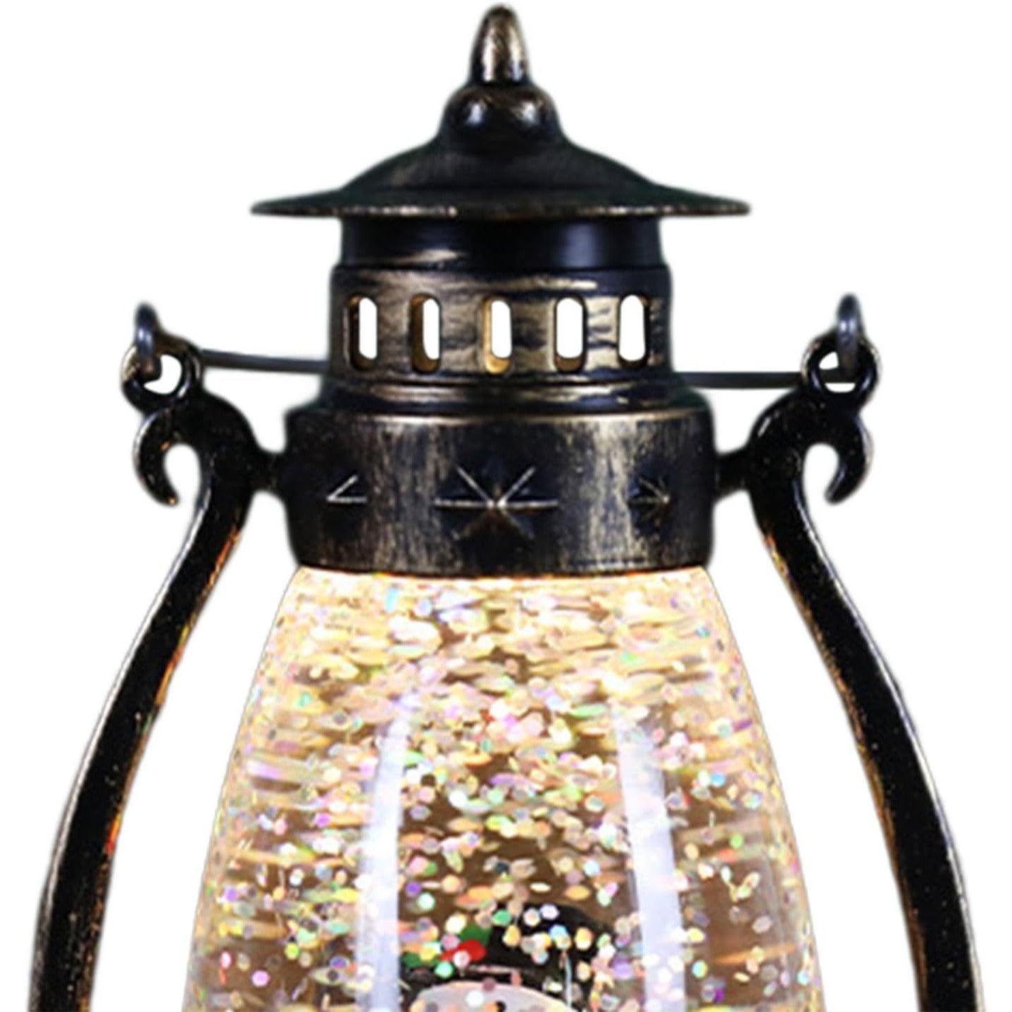 Decoratiune Luminoasa, Klevo, Felinar de Craciun, cu Lumina LED, Ornament Model Lampa cu Ulei Om de Zapada, cu Maner, 14x7x6 cm, Negru