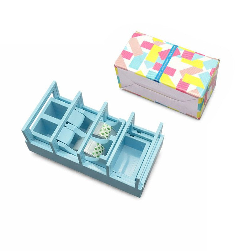 Dispenser de Banda Adeziva, Klevo, Suport pentru Banda Adeziva pentru Birou, Scoala, din Plastic, 15,5 x 7,7 x 7,4 cm, Albastru deschis