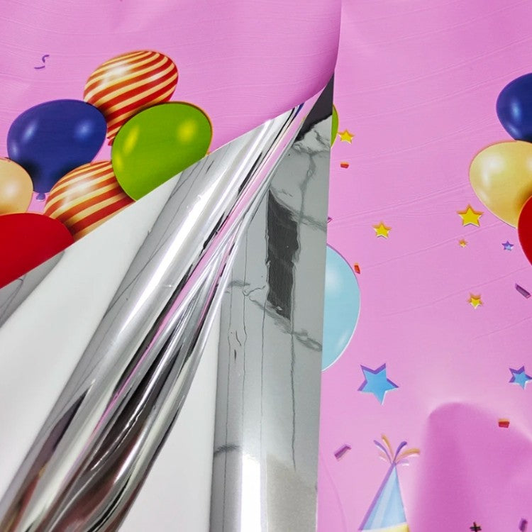Fata de Masa, Klevo, din Folie, Imprimeu Happy Birthday cu Baloane, 137 x 274 cm, Roz