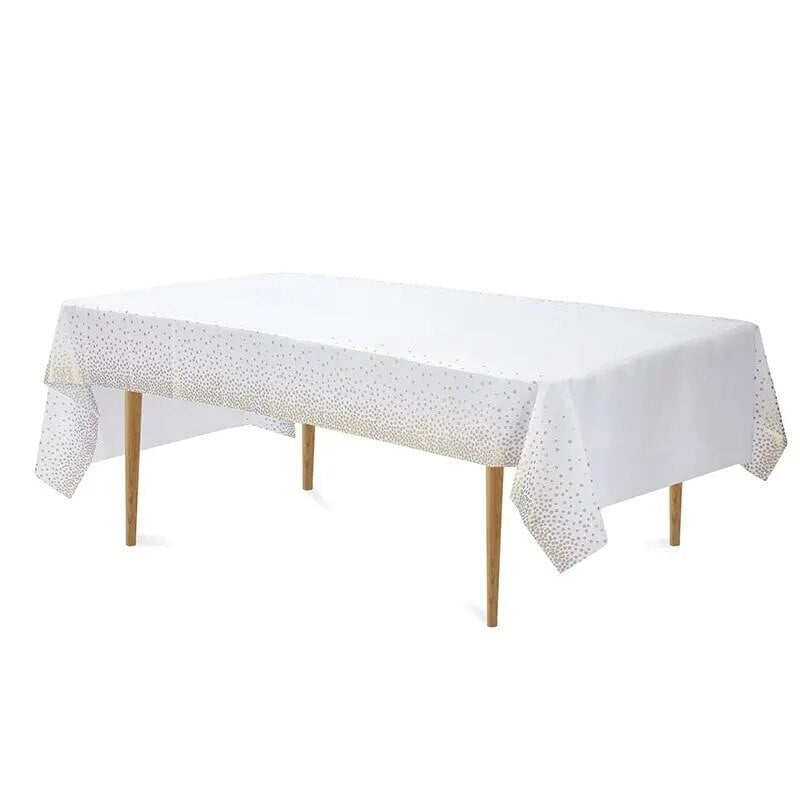 Fata de Masa, Klevo, din PEVA, Imprimeu Buline, 137 x 274 cm, Impermeabila, Fara Pete, Curatare Rapida, Auriu