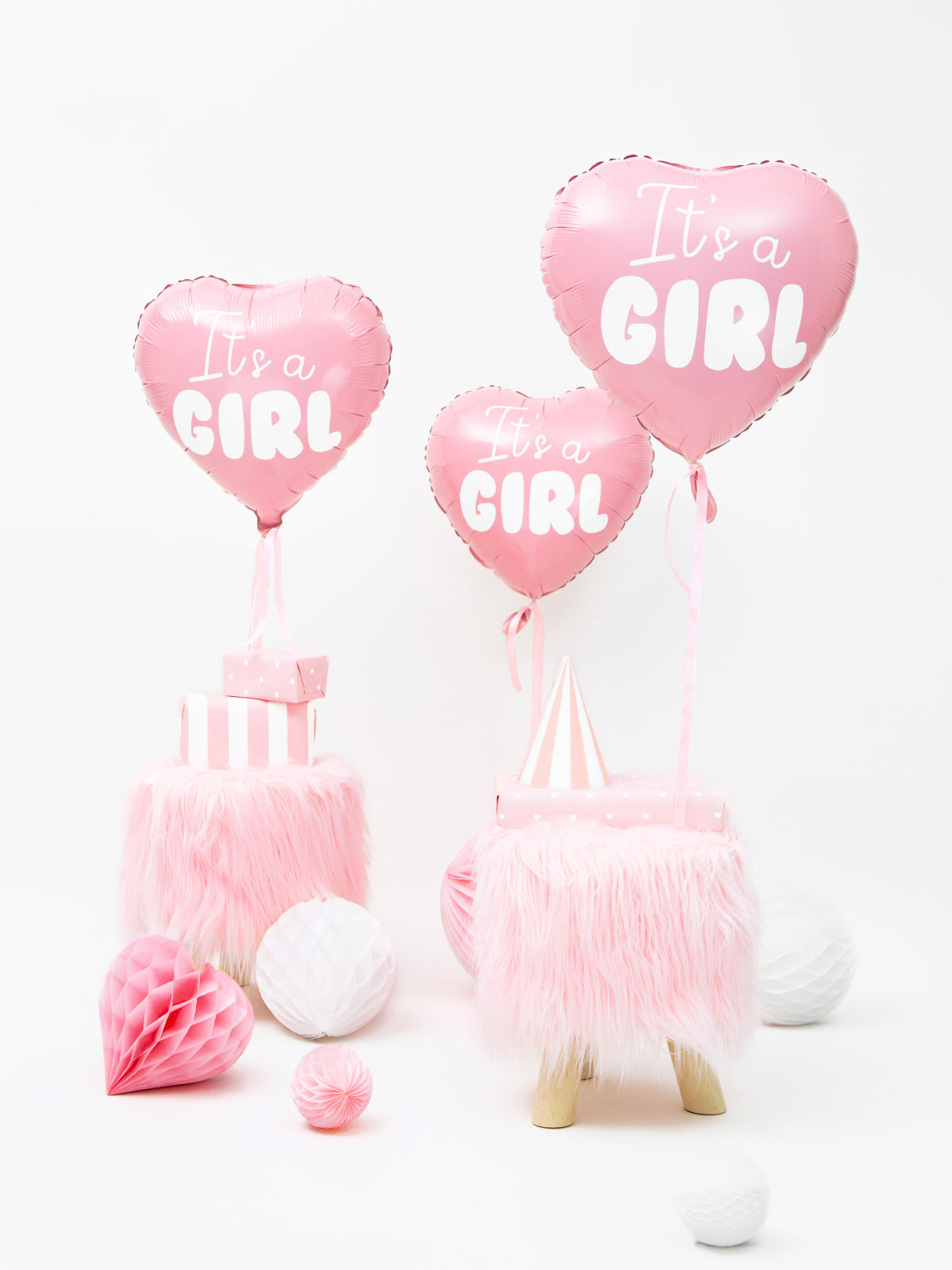 Foil Balloon Heart - It's a girl, 45 cm, roz deschis