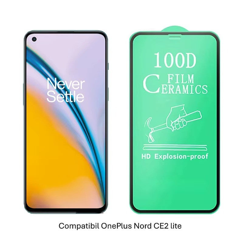Folie de Protectie Ceramica, Klevo, Compatibila cu OnePlus Nord CE2 Lite, Ceramics 9D, Antisoc, Margini Negre, Transparent