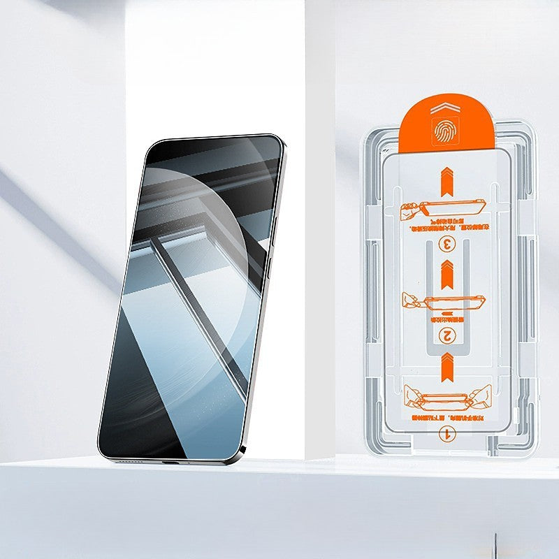 Folie de Protectie cu Instalare Rapida, Klevo, pentru Apple iPhone 15, Tempered Glass Easy Tool, Full Cover, Protectie Difuzor, HD, Margini Negre, Transparent