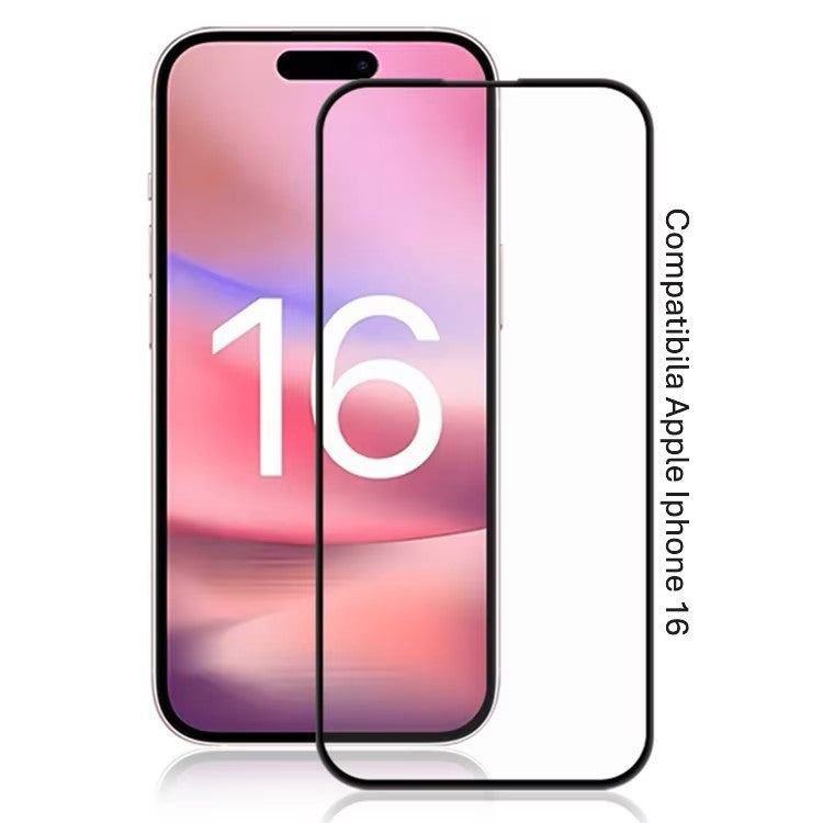 Folie Sticla Securizata, Klevo, Compatibila cu Apple iPhone 16, Full Cover 9D, HD, Margini Negre, Transparenta