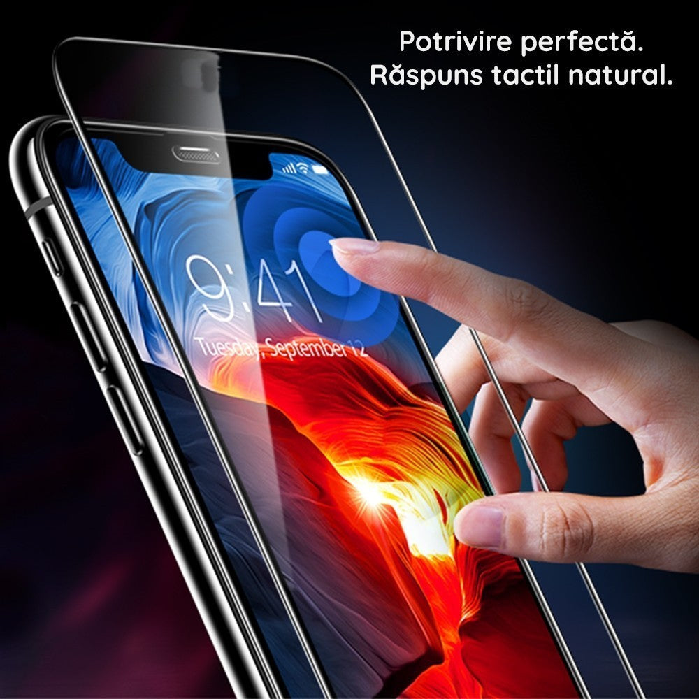 Folie Sticla Securizata, Klevo, Compatibila cu Honor Magic 6 Pro, Full Glue, Margini Negre, Transparent