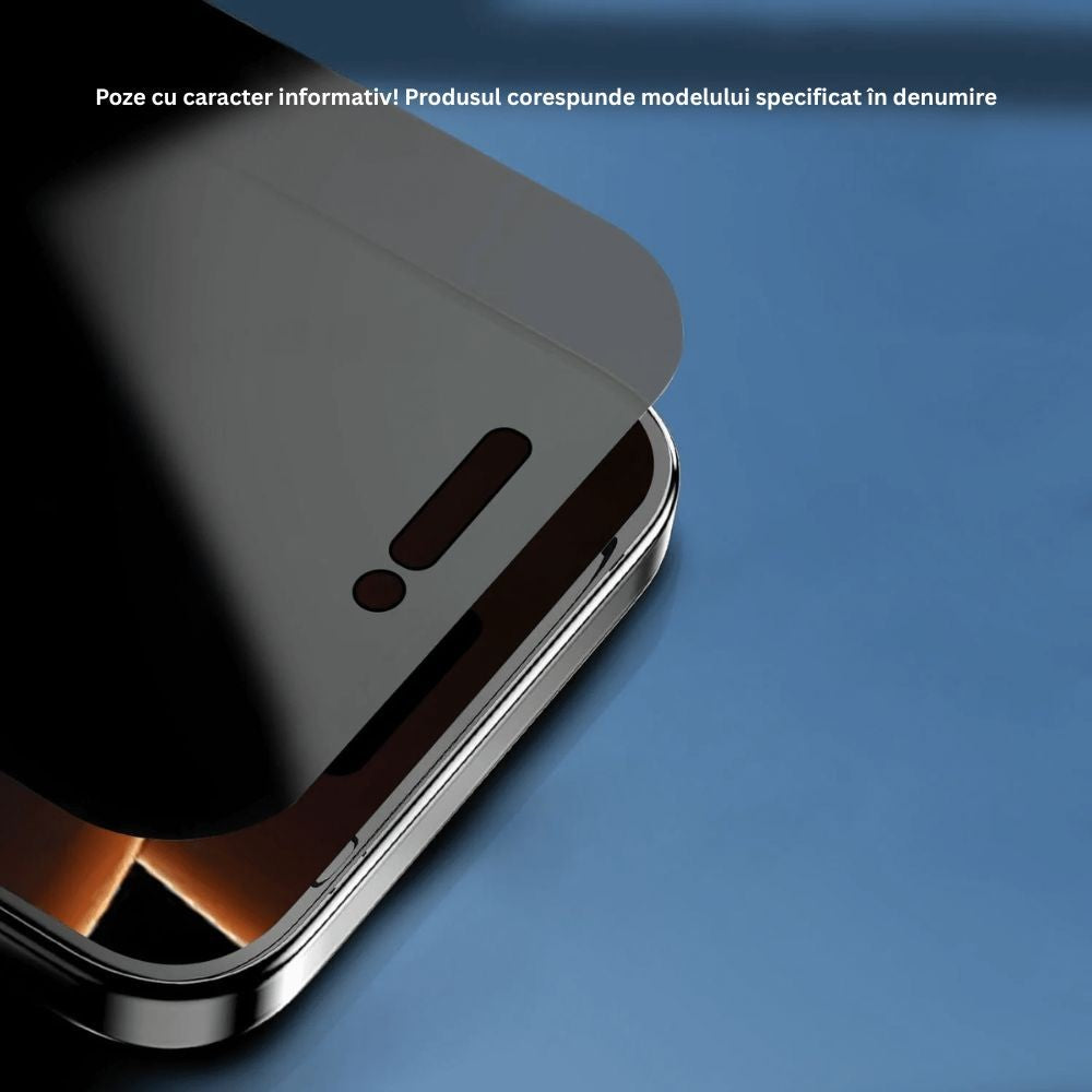 Folie Sticla Securizata, Klevo, Pentru Apple iPhone 16 Pro Max, Privacy Classic, 2.5D, Confidentialitate 30°, Negru Transparent