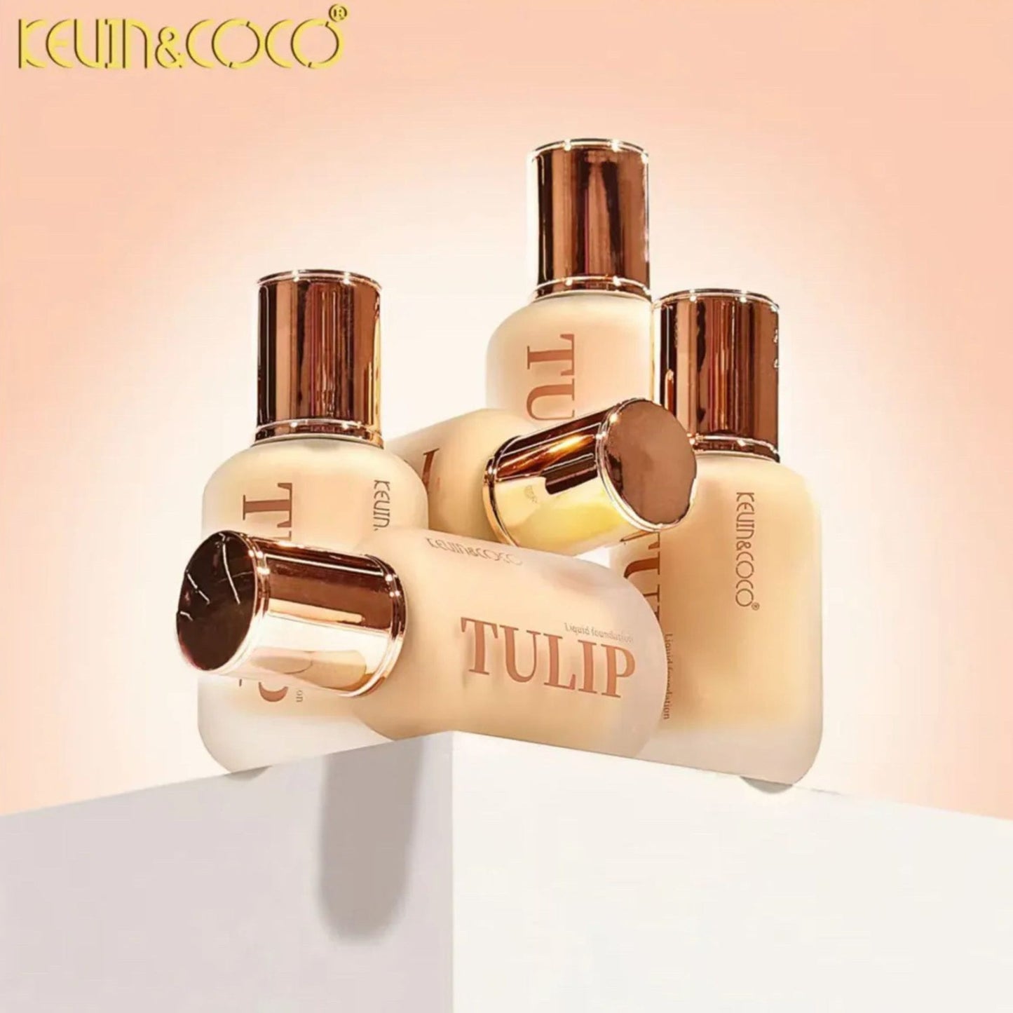 Fond de Ten, Kevin&Coco, Model Tulip, Textura Lichida, Acoperire Naturala, 38 ml, 5 x 3.7 x 10.7 cm, Nuanta 1, Ivory Light