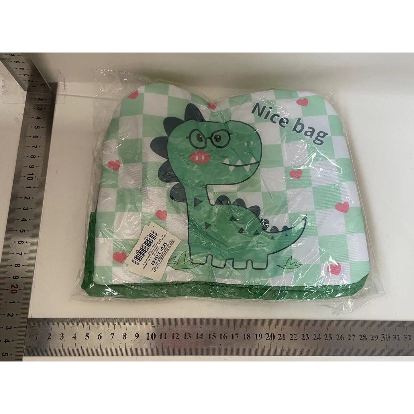 Geanta Termoizolanta pentru Copii, Klevo, 23x13x19 cm, Model Imprimeu Dinozaur, din Folie de Aluminiu si Panza Oxford, Verde