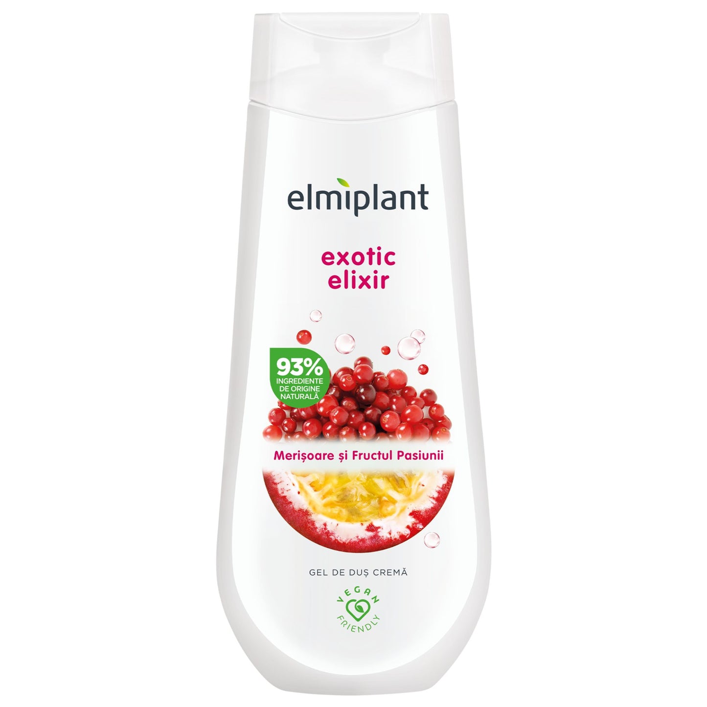 Gel de Dus Crema, Elmiplant, Cu Merisoare si Fructul Pasiunii, 400 ml