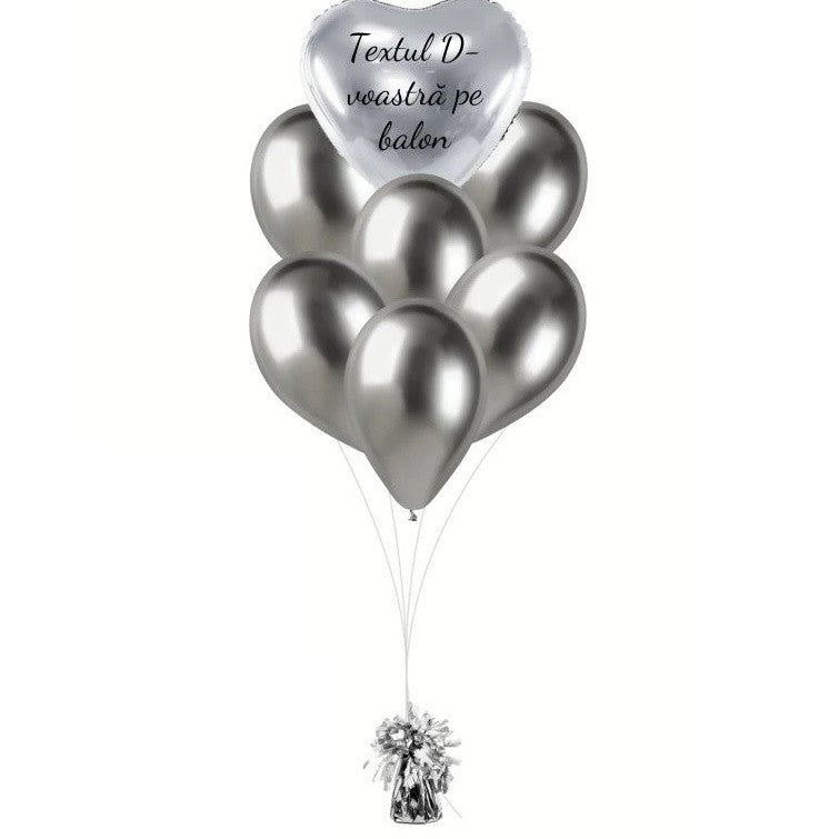Greutate pentru Baloane cu Heliu, Klevo, din Folie cu Franjuri, 170g, 13 x 5 x 3 cm, Argintiu