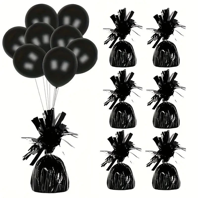 Greutate pentru Baloane cu Heliu, Klevo, din Folie cu Franjuri, 170g, 13 x 5 x 3 cm, Negru