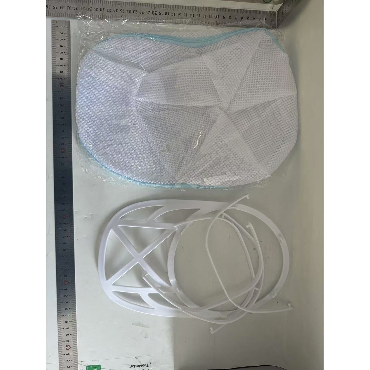 Husa de Spalare Sapca, Klevo, pentru Masina de Spalat, din Poliester, Circumferinta 53 cm, cu Fermoar, cu Suport Sapca, Alb/Albastru