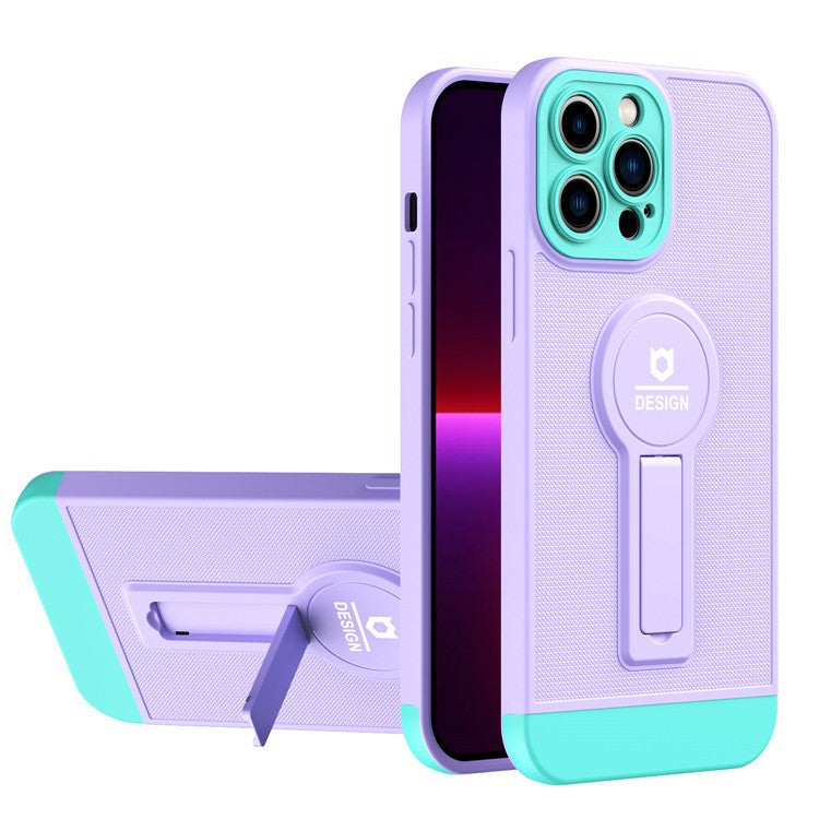 Husa Armor Design cu Stand pentru Apple iPhone 14 (6.1) Mov/Albastru, Suport Auto Magnetic, Protectie Antisoc, Klevo