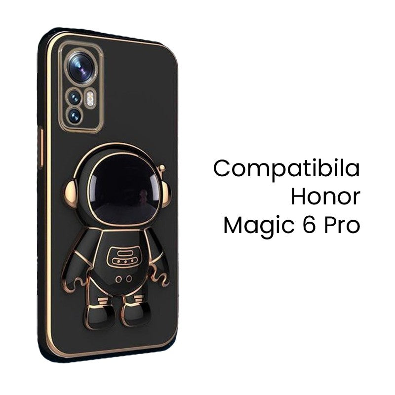 Husa de Protectie 2 in 1, Klevo, Husa de Protectie pentru Honor Magic 6 Pro, Model Astronaut cu Suport, din TPU, Negru