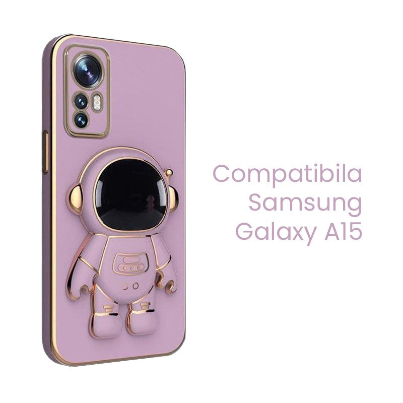 Husa de Protectie 2 in 1, Klevo, Husa de Protectie pentru Samsung Galaxy A15/A15 5G, Model Astronaut cu Suport, din TPU, Mov