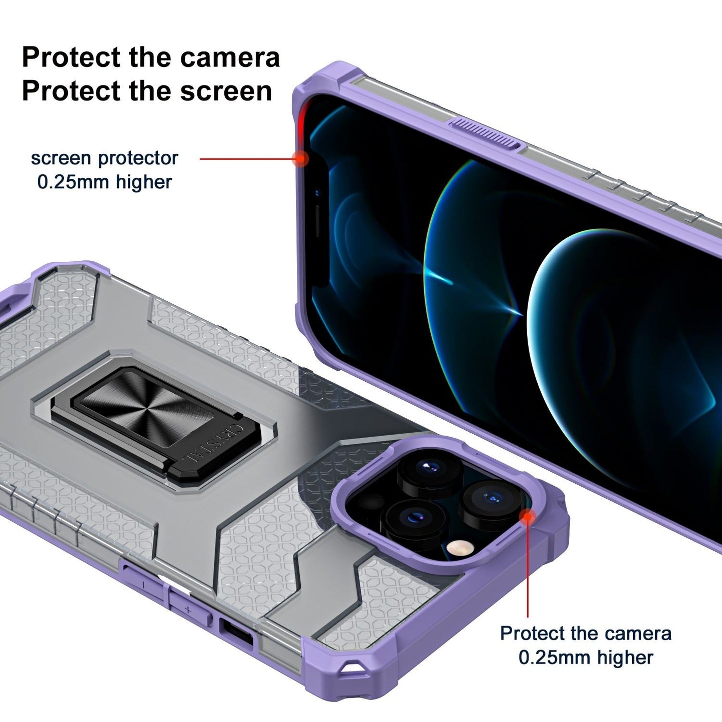 Husa de protectie Klevo compatibila cu Apple iPhone 13 Pro Max Acrylic Armor cu suport Mov