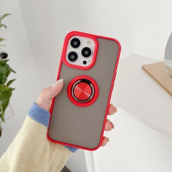 Husa de protectie Klevo compatibila cu Apple iPhone 13 Pro Max,Defender cu prindere inel,Rosu