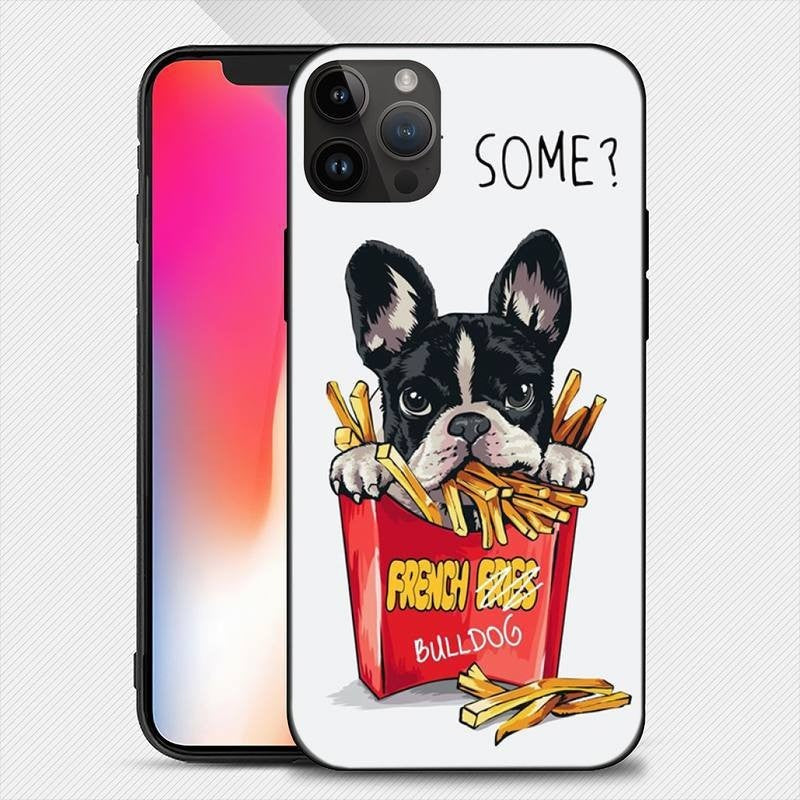 Husa de Protectie, Klevo, Husa de Protectie pentru iPhone 14 Pro Max, din TPU, Imprimeu Bulldog SOME, Alb