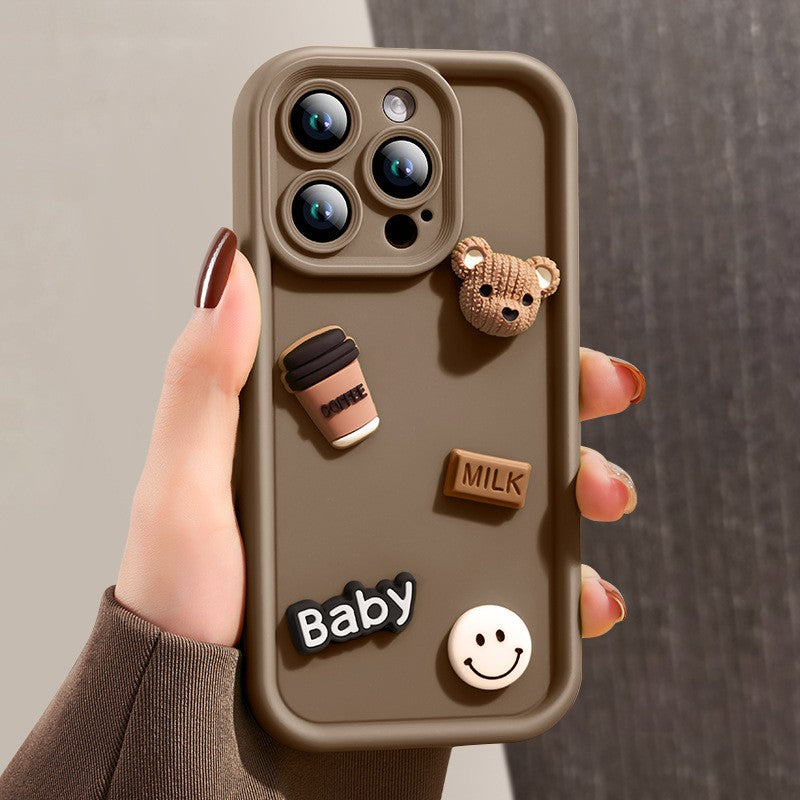 Husa de Protectie, Klevo, pentru Apple iPhone 12 Pro Max, Model Ursuleti 3D, Antisoc, Rezistenta la Impact, Protectie Camera, Maro
