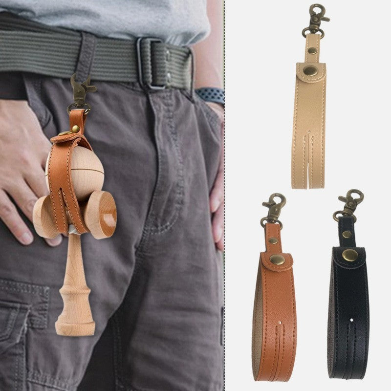 Husa pentru Kendama, Klevo, Husa de Depozitare pentru Kendama, din Piele Ecologica, Catarama cu Agatare pentru Transportare, Model Breloc Simplu, 19.5 x 2.5 cm, Negru