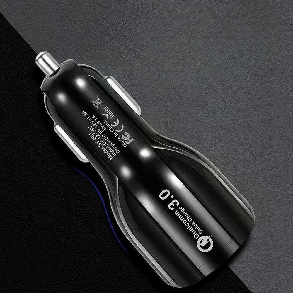 Incarcator Auto, Klevo, Pentru Bricheta, Incarcare Rapida, Interfata USB, 12V-24V, Negru