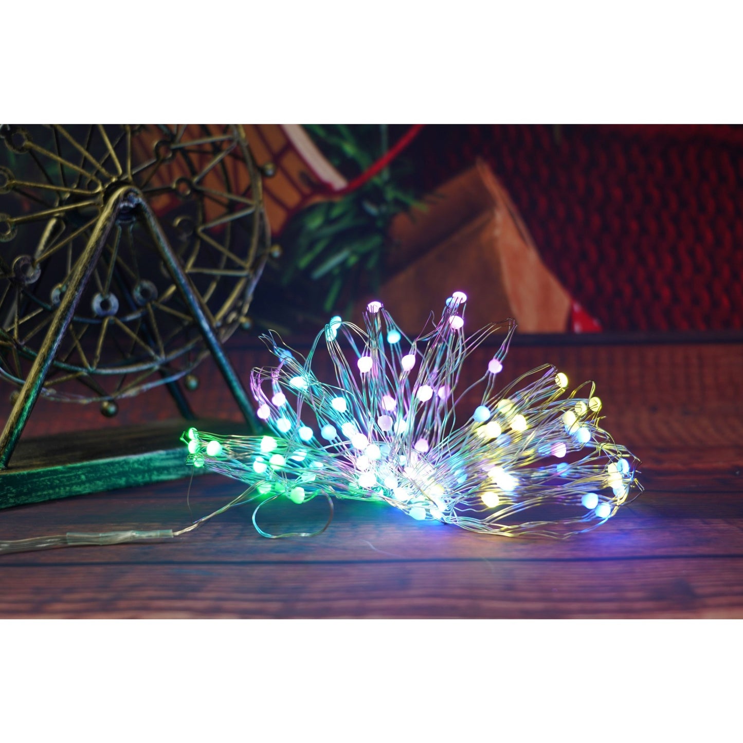 Instalatie Craciun, 10 metri, 100 LED-uri, telecomanda 32 de functii, multicolor RBG, fir cupru, USB, interior, Klevo