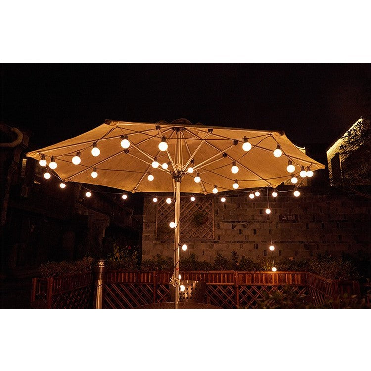 Instalatie Craciun, 5 metri, 10 Becuri LED rotunde, pentru exterior cu incarcare la sursa de curent, Klevo