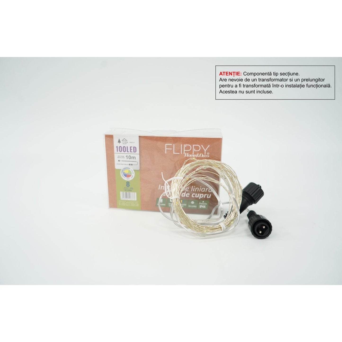 Instalatie de Craciun Tip Liniar, 8 jocuri de lumini, Fir Cupru, 10 m, 100 LED -uri, Multicolor
