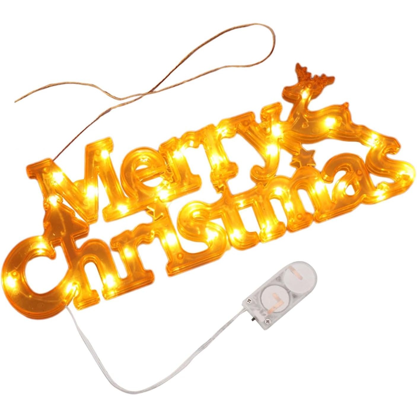 Instalatie LED de Craciun, Klevo, Litere 3D, Merry Christmas, Lumina Calda, 27.5 x 10.5 x 1.4 cm, Galben
