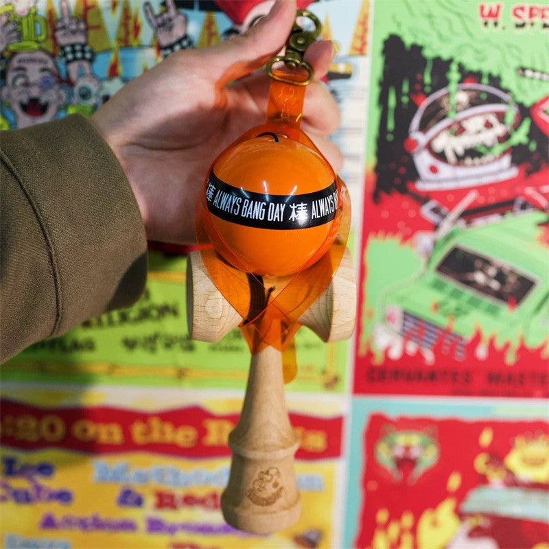 Husa pentru Kendama, Klevo, Husa de Depozitare pentru Kendama, din PVC rezistent, Catarama cu Agatare pentru Transportare, Forma Breloc 8, 12 x 6 cm, Portocaliu