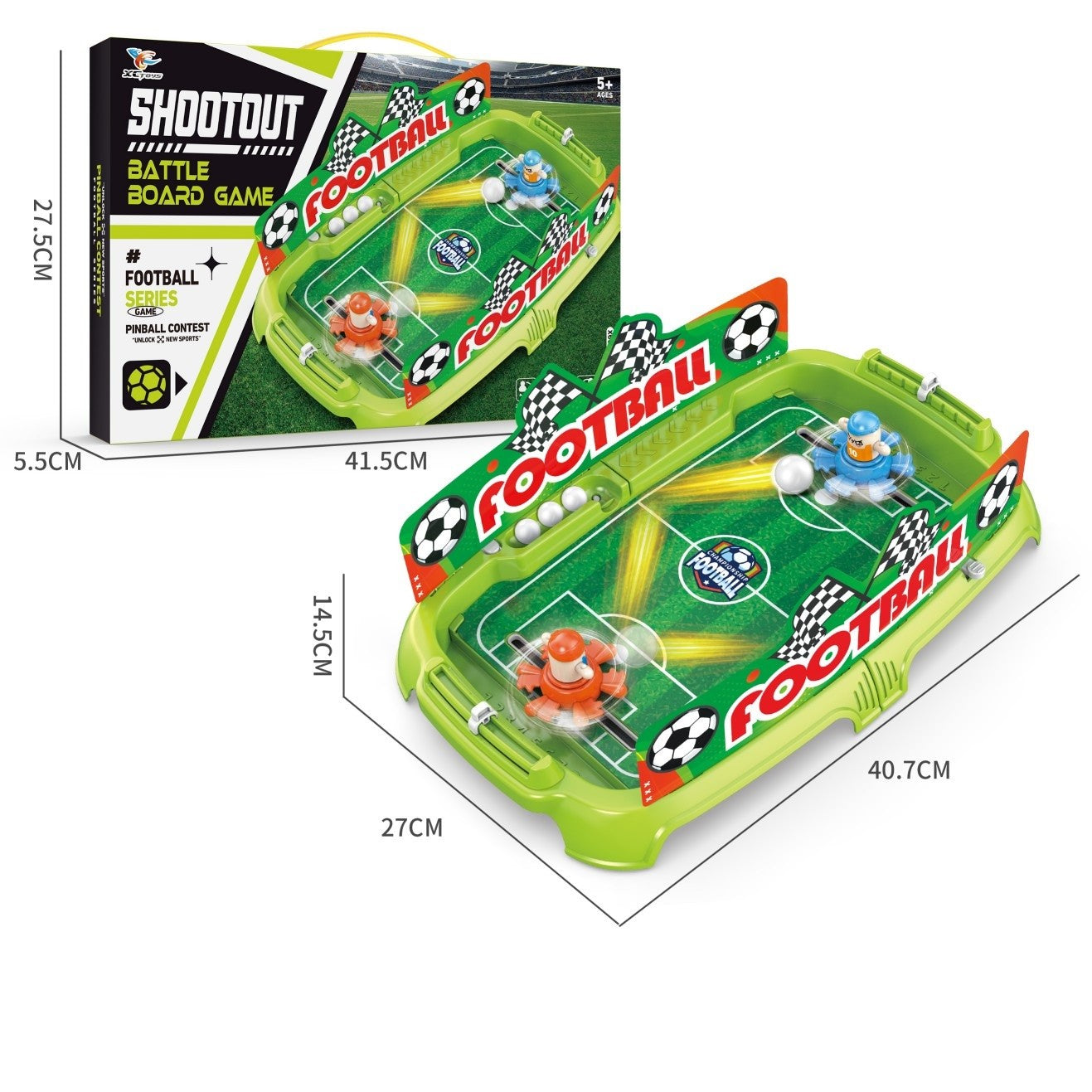 Joc de Masa Interactiv de Fotbal pentru Copii, Klevo, 4 Mingi, Tabela Scor, 40.7x27x14.5 cm, Verde