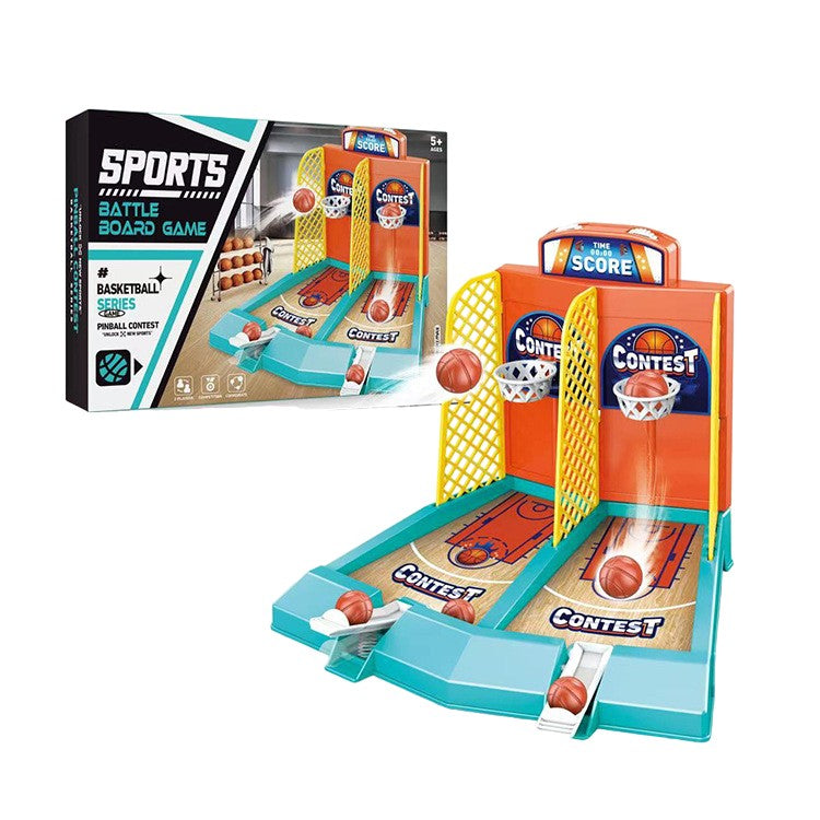 Joc de Masa Mini Baschet Interactiv pentru Copii, Klevo, pentru 2 Jucatori, 6 Mingi Incluse, 22x16.5x18.2 cm, Multicolor