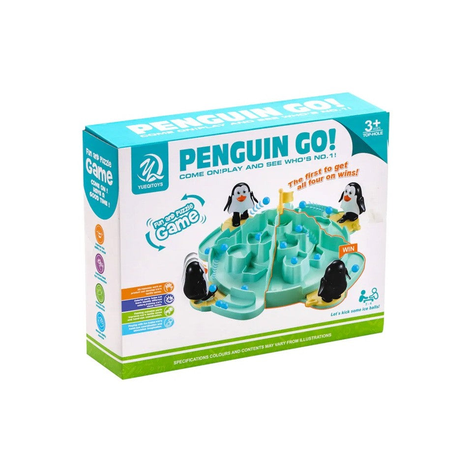 Joc Interactiv pentru Copii, Klevo, Batalia Pinguinilor, 3 ani+, Tabla de Joc, Figurine Pinguini, Mingi, Multicolor
