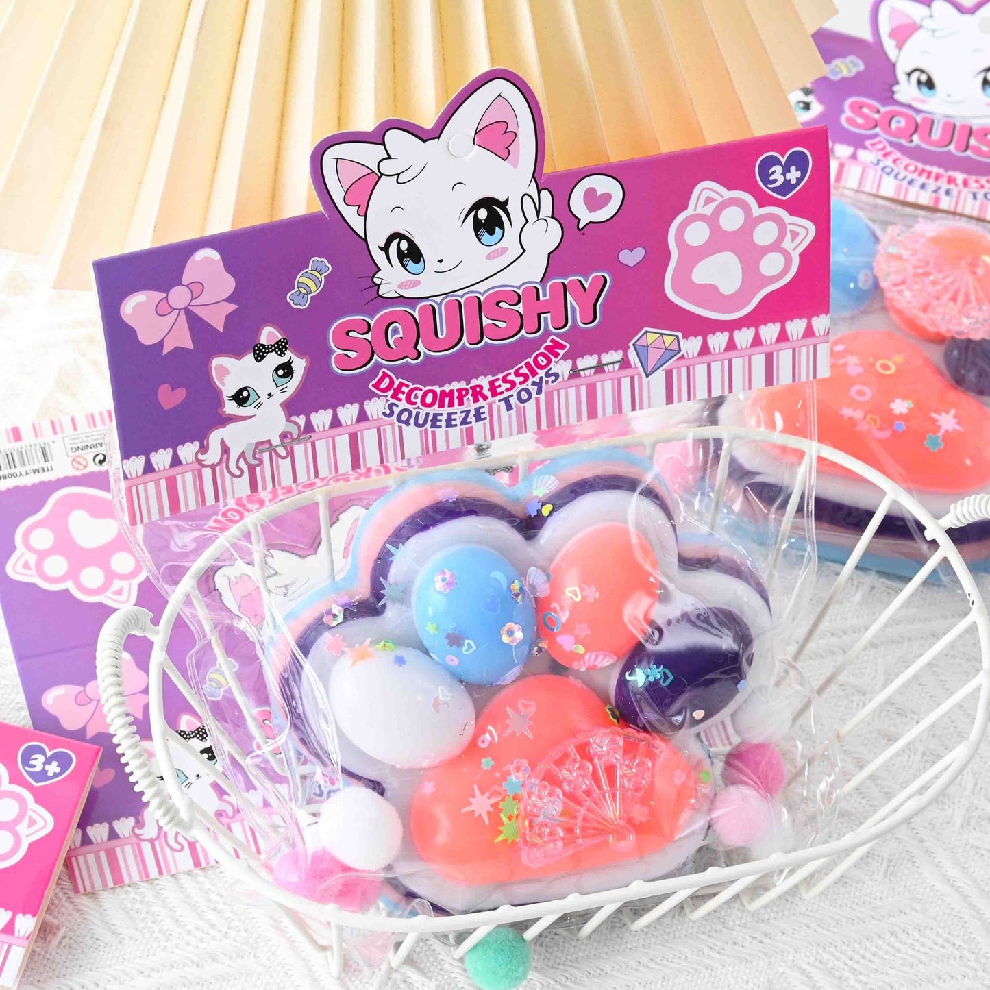 Jucarie Antistres Squishy, Klevo, cu Revenire Lenta, Squeeze Toys, Model Cat Paw, 12.5x10.5 cm, 220g, +3 Ani, din TPR, Model 1, Multicolor