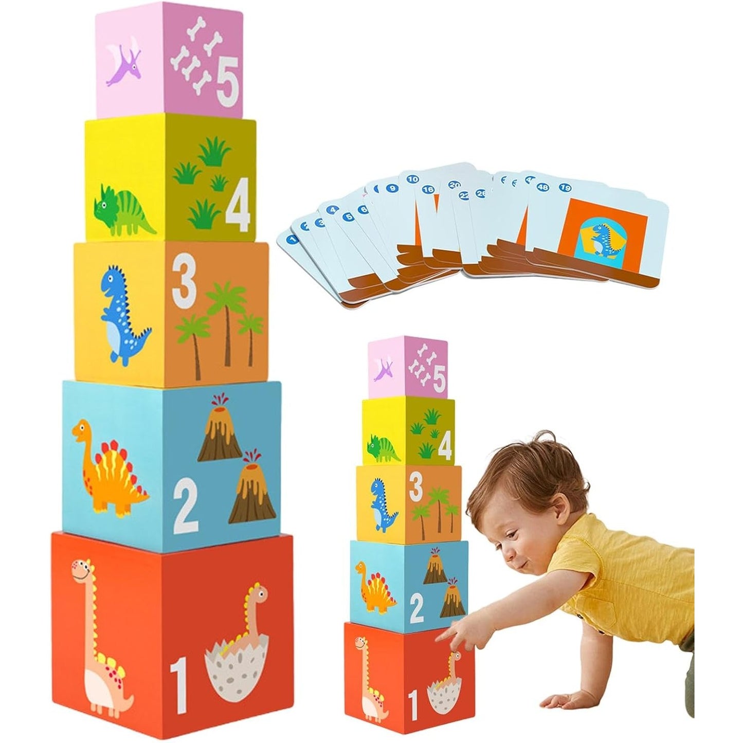 Jucarie de Construit, Klevo, Puzzle Box, Blocuri Stivuibile, 4-6 Ani, 5 Cuburi, 48 de Modele de Construit, 1 Manual, 12.8 x 12.8 x 12.8 cm, Multicolor