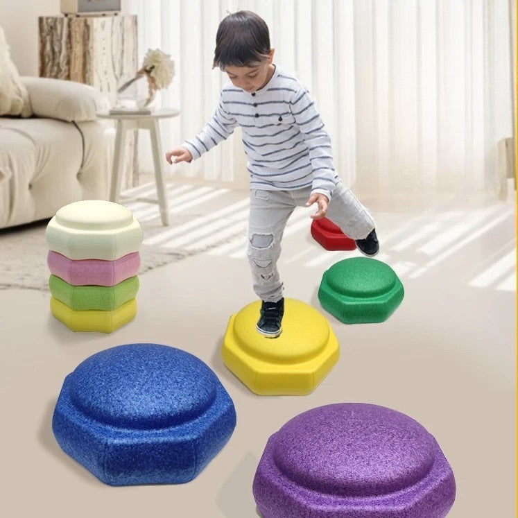 Jucarie de Echilibru, Klevo, Tip Stepping Stones, 6 Piese, din Spuma, pentru Miscare, Sarituri, Prindere, 28 x 28 x 50 cm, Model 5, Multicolor