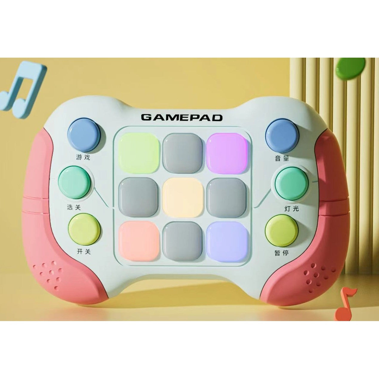 Jucarie Interactiva Klevo, Tip Consola Pop It, 6 butoane functionale, 5 Moduri de Joc, 600 Niveluri, + 3 ani, Rosu/Gri