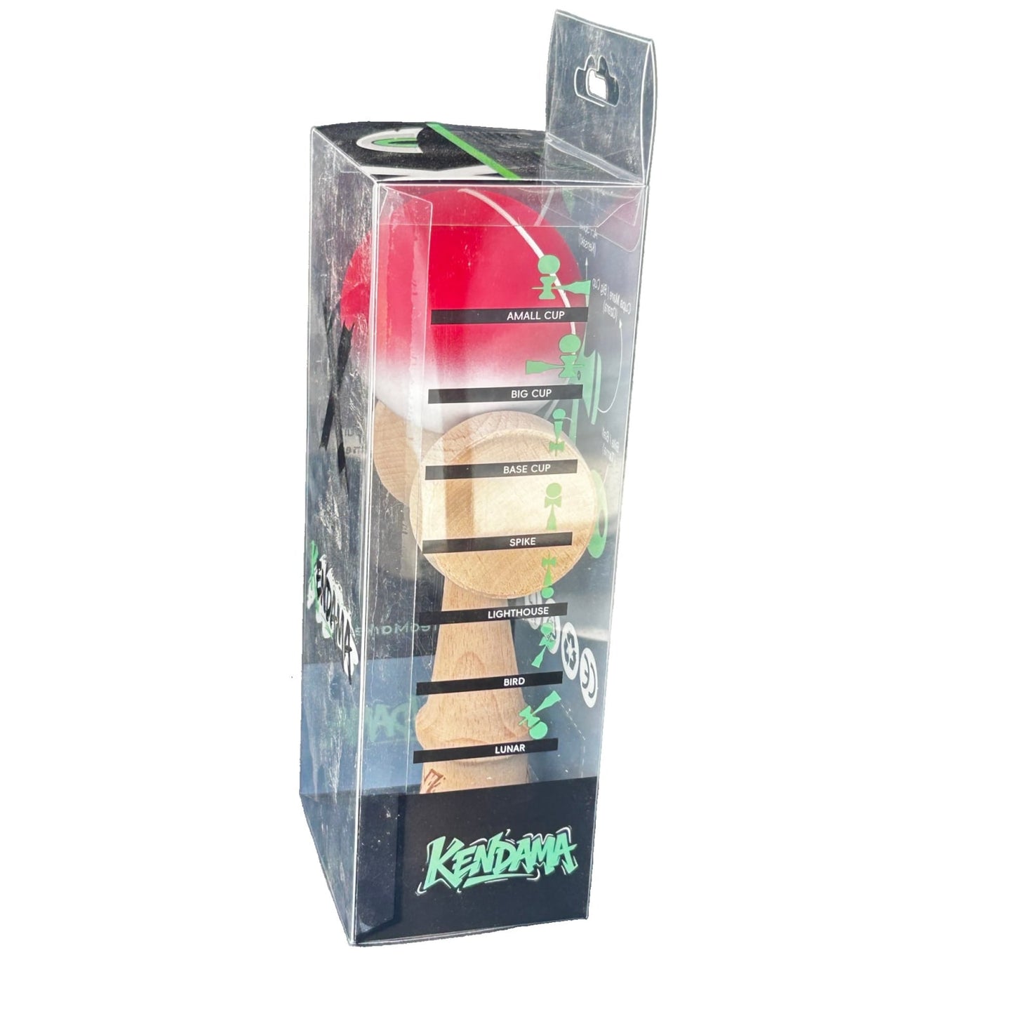 Jucărie Kendama X Originala, Profesionala, Klevo, din lemn, 18 cm, Joc de Indemanare pentru Copii si Adulti, Gradient Rosu/Alb