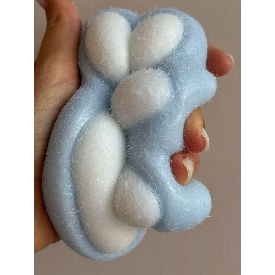 Jucarie Interactiva Squishy, Klevo, Model Cat Paw, Squeeze Pinch Family, Revenire Lenta, din TPR, +3 Ani, 7.5 cm, Textura Puf, Albastru