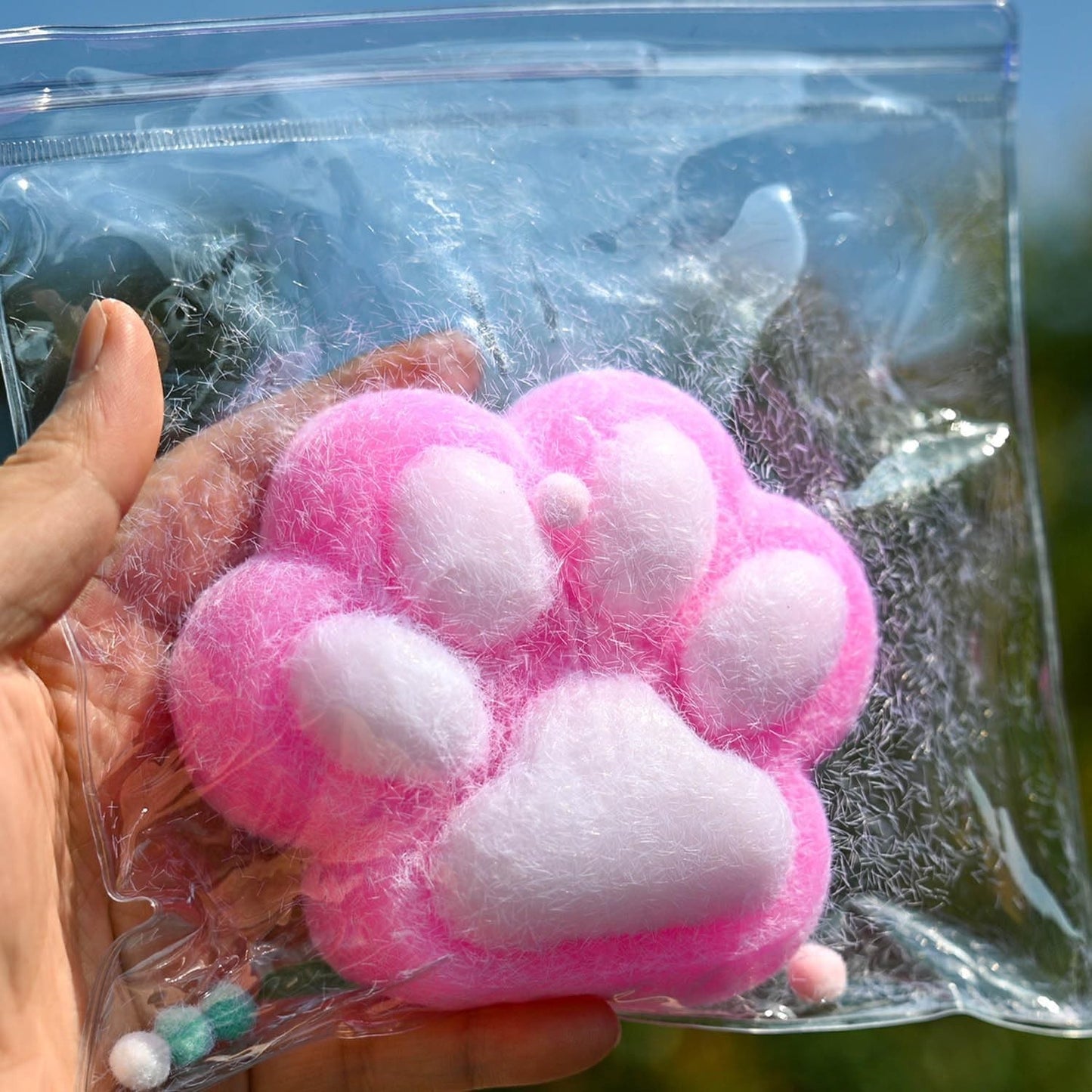 Jucarie Interactiva Squishy, Klevo, Model Cat Paw, Squeeze Pinch Family, Revenire Lenta, din TPR, +3 Ani, 7.5 cm, Textura Puf, Roz