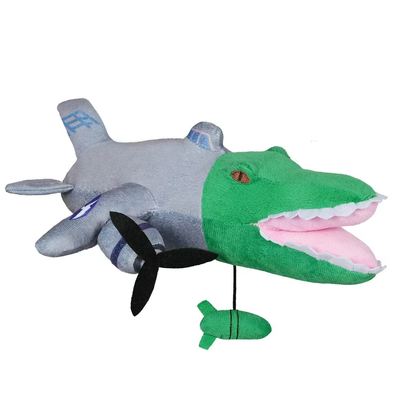 Jucarie Moale de Plus Italian Brainrot, Klevo, cu Agatatoare, Model Bombardiro Crocodilo Avion, Jucarie Moale pentru Copii, 28 x 10 cm, Verde