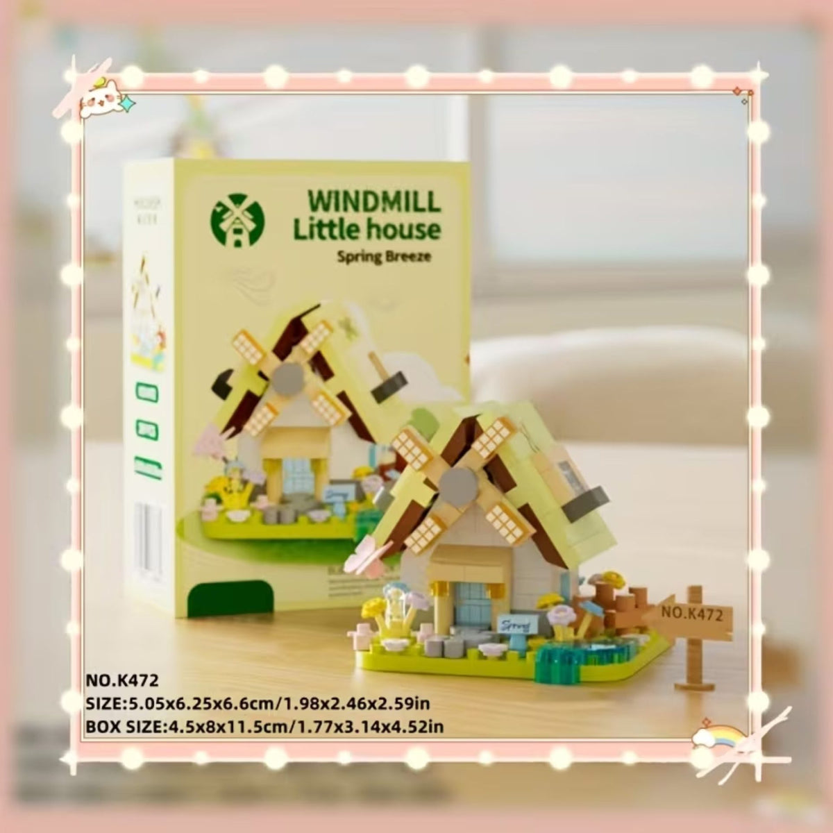 Set de Constructie, Klevo, Model Miniatura Moara de Vant, Jucarie Educativa STEM, Model 3D, Micro-Caramizi, 289 piese, +6 Ani, cm, 11.5 x 8 x 4.5 cm, Galben