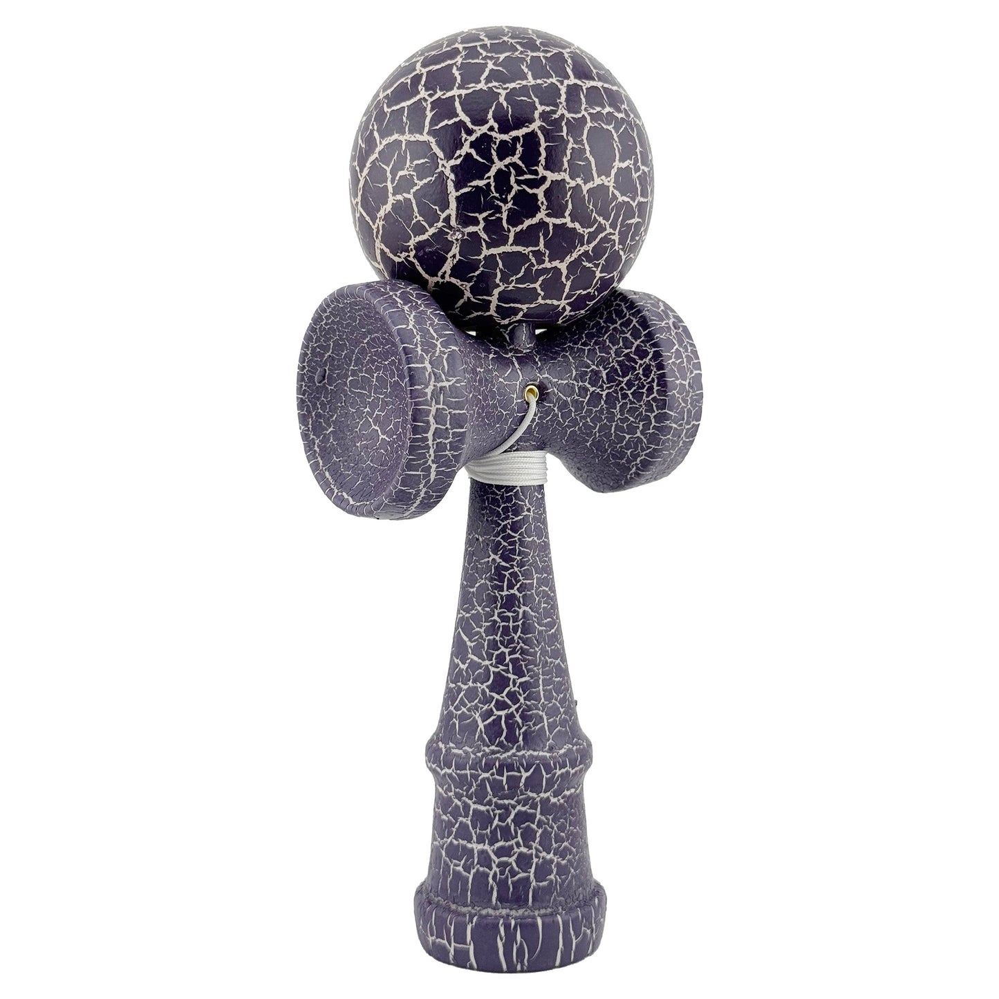 Kendama X Originala, Profesionala, Klevo, Kendama Cracked, din Lemn – 18 cm, Crack Mov/Alb