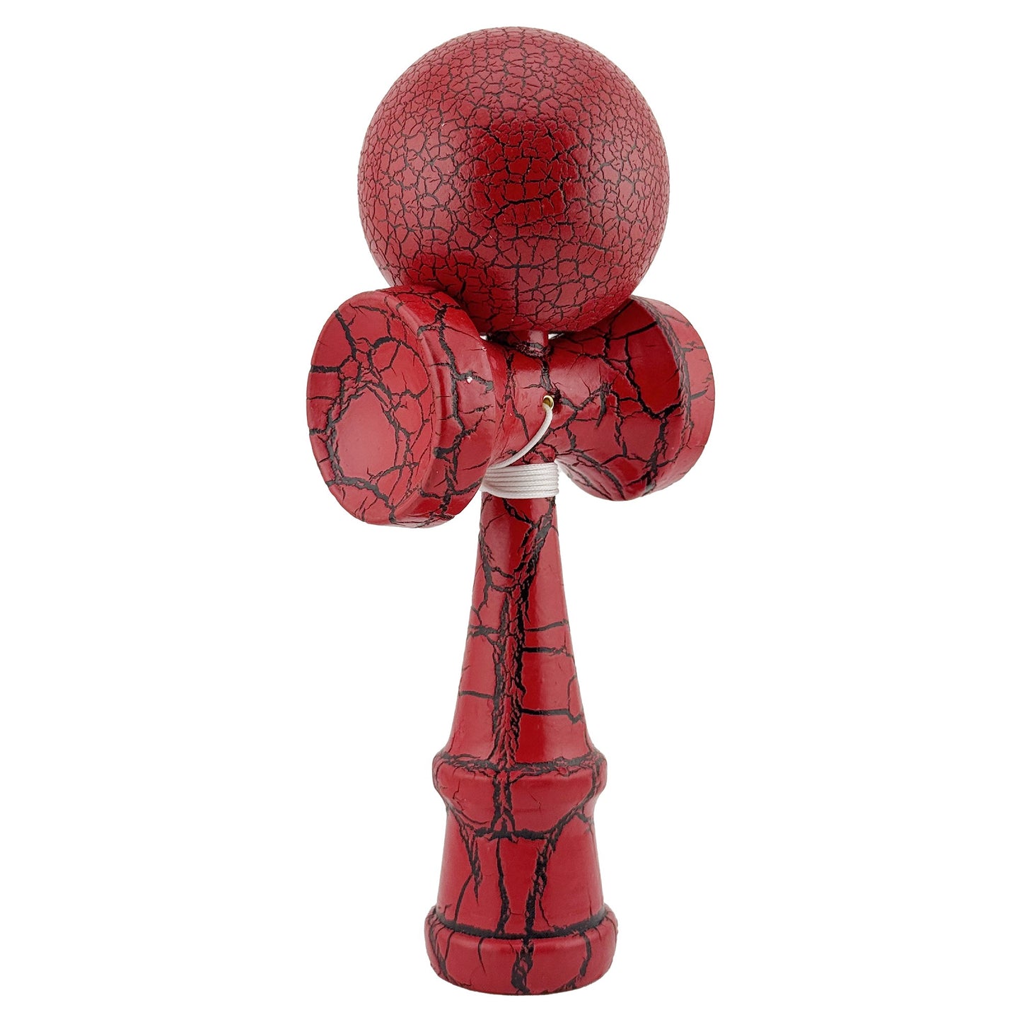 Kendama X Originala, Profesionala, Klevo, Kendama Cracked, din Lemn, 18 cm, Rosu/Negru