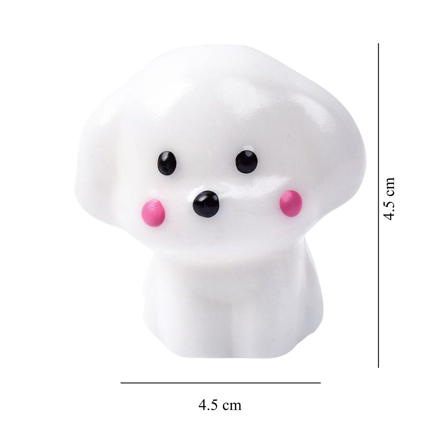 Jucarie Interactiva Antistres pentru Copii, Klevo, Squishy Catelus Kawaii, Silicon Moale, 4.5 x 4.5 cm, Alb/Roz