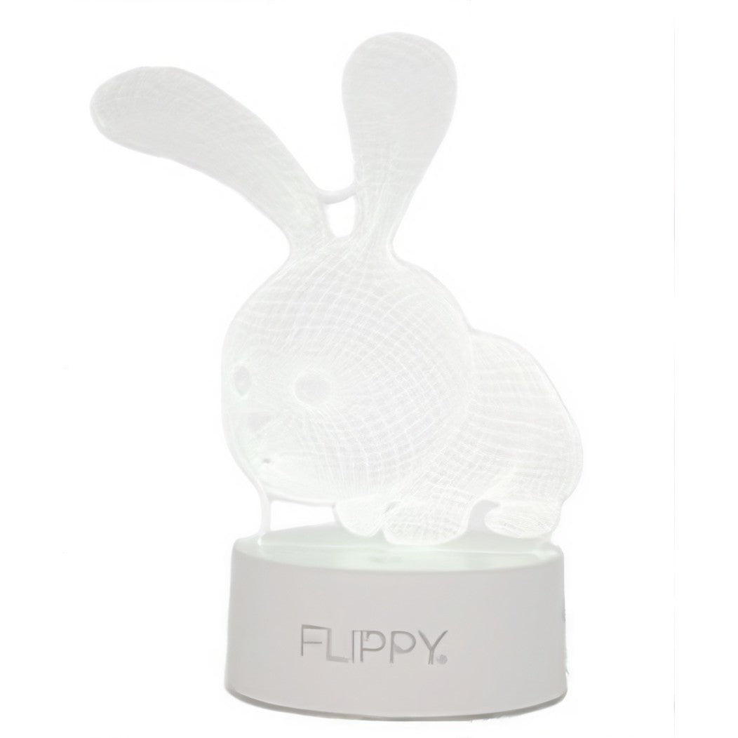 Lampa LED decorativa, Klevo, 3D, Iepure, cu USB si baterii, 20 cm inaltime, din material acril, lumina multicolora si telecomanda inclusa, alb