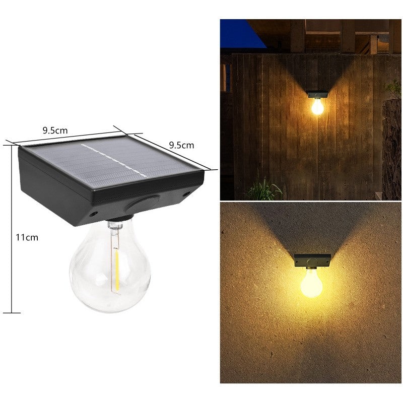 Lampa solara Klevo, pentru exterior, tip bec, rezistenta la apa IP65, material ABS, baterie 3.7V, 1200 mah, 9.5 x 11 cm, autonomie 8 ore, senzor de miscare, alb cald