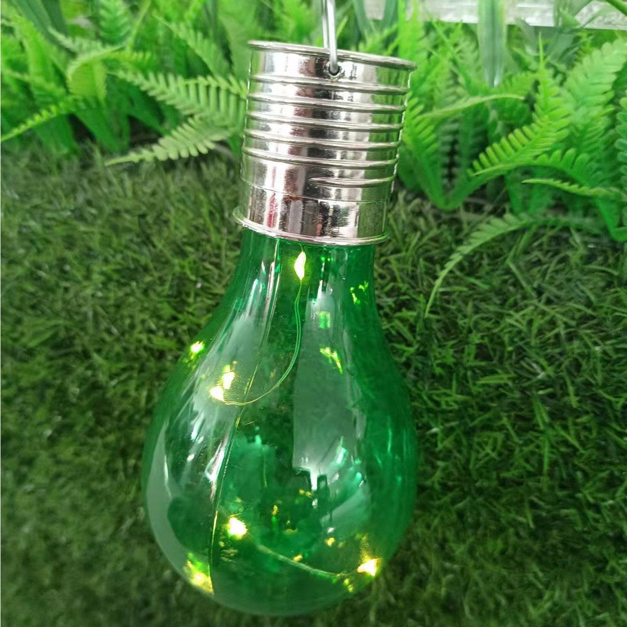 Lampa Solara LED Decorativa sub forma de Bulb, pentru exterior, suspendata, IP65, Ultron Verde, Klevo